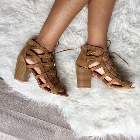 ‘Clyde’ Suede Caged Lace Up Heel - Picture 4 of 6